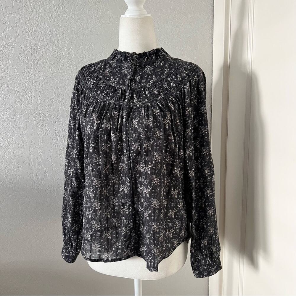 Rebecca Taylor La Vie Grey Floral Blouse